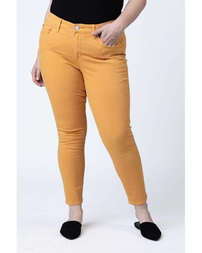 Slink Jeans Plus Size Color Mid Rise Ankle Skinny Pants - White