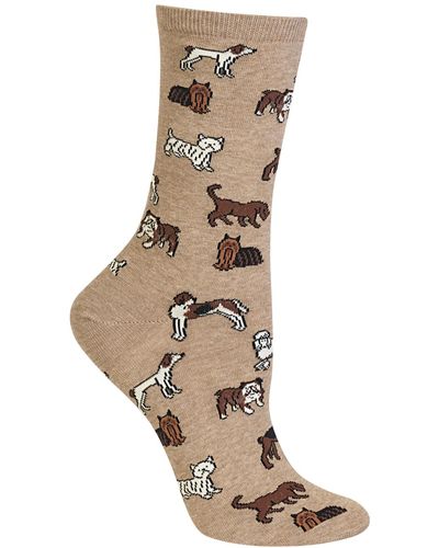 Hot Sox Dogs Fashion Crew Socks - Natural