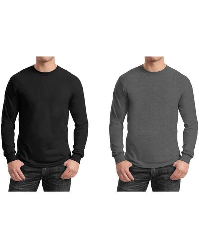 Galaxy By Harvic 2-pack Egyptian Cotton-blend Long Sleeve Crew Neck Tee - Black
