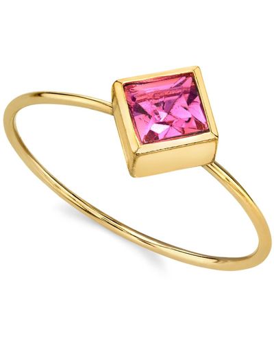 2028 14k Gold-tone Diamond Shaped Crystal Ring - Pink