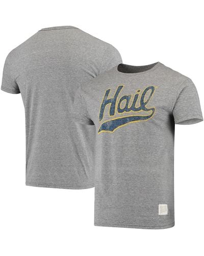 Retro Brand Original Distressed Michigan Wolverines Vintage-like Hail Tri-blend T-shirt - Gray