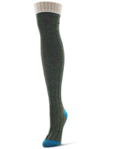 Memoi Mixed Color Over The Knee Socks - Green