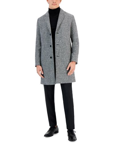 HUGO Migor Classic-fit Micro-pattern Overcoat - Gray