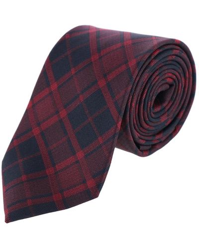 Trafalgar Kincade Red Blackwatch Plaid Silk Necktie - Purple