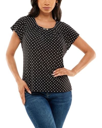 Adrienne Vittadini Short Dolman Sleeve T-shirt - Black