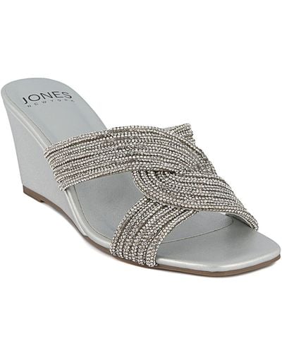 Jones New York Irebbo Wedge Dress Sandals - Gray