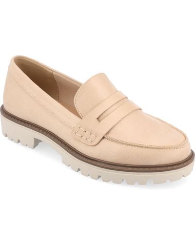Journee Collection Kenly Lug Sole Loafers - Natural