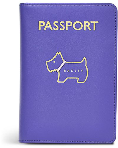 Radley Heritage Dog Outline Leather Passport Cover - Blue