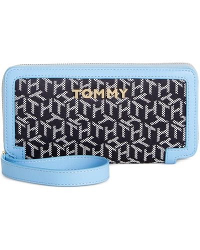 Tommy Hilfiger Schyler Th Cube Logo Wallet Wristlet - Blue