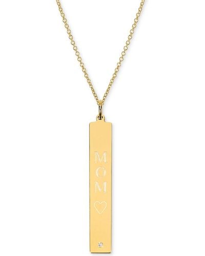 Sarah Chloe Diamond Accent Mom Bar Pendant Necklace - Metallic