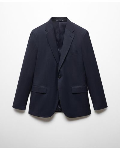 Mango Stretch Fabric Slim-fit Suit Blazer - Blue