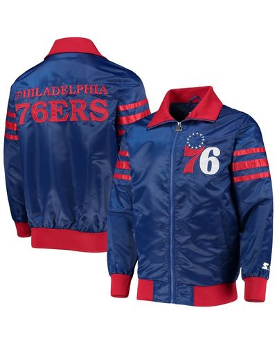 Starter Philadelphia 76ers The Captain Ii Full-zip Varsity Jacket - Blue