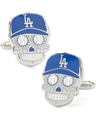 MLB Los Angeles A Dodgers Sugar Skull Cufflinks - Blue
