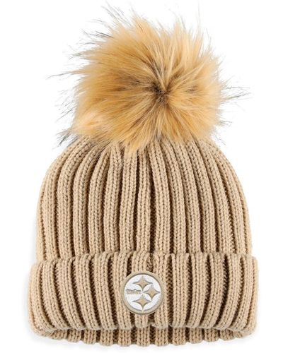 WEAR by Erin Andrews Pittsburgh Steelers Neutral Cuffed Knit Hat - Natural