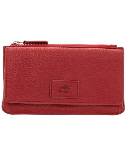 Mancini Pebbled Collection Rfid Secure Crossbody Wallet - Red