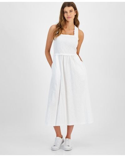Tommy Hilfiger Square-neck Cotton A-line Dress - White