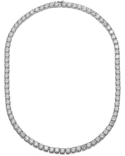 Rachel Glauber Classic Clear Round Cubic Zirconia Tennis Necklace - White
