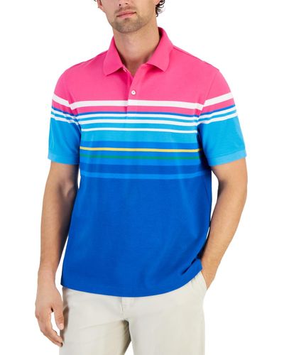 Club Room Short Sleeve Mixed Media Colorblocked Polo Shirt in Blue