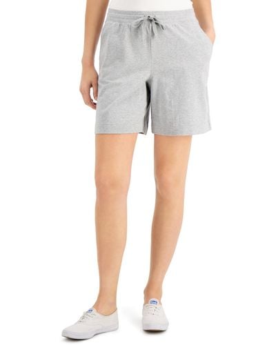 Karen Scott Petite Knit Shorts - Gray