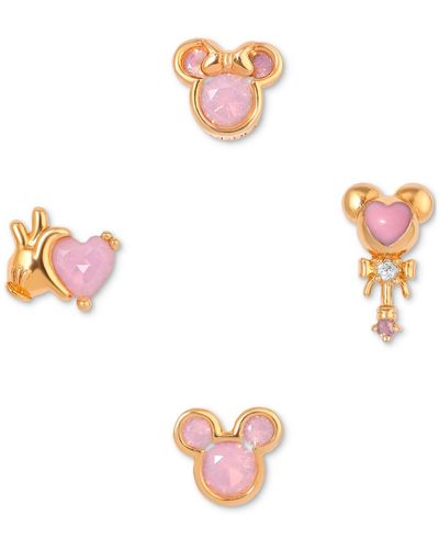 Girls Crew 18k -plated 4-pc. Set Color Crystal Pink Dream Single Stud Earrings - White
