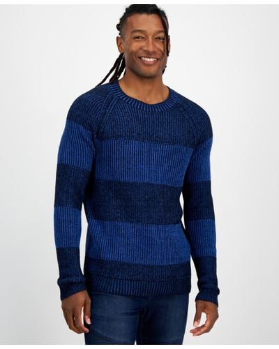 INC International Concepts Plaited Crewneck Sweater - Blue
