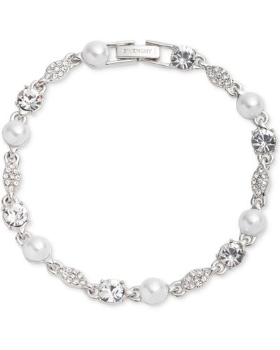 Givenchy Silver-tone Crystal & Imitation Pearl Flex Bracelet - Metallic