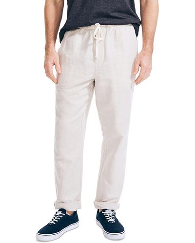 Nautica Classic-fit Elastic Drawstring Linen Pant - Multicolor