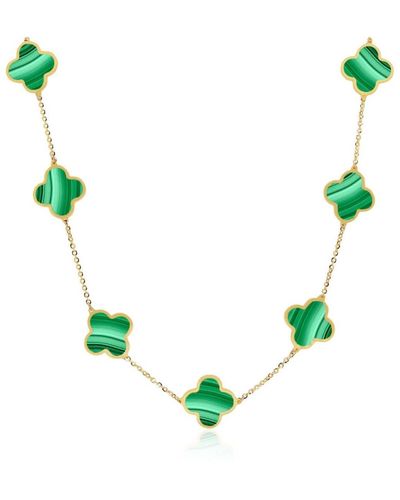 The Lovery Large Malachite Clover Necklace - Green