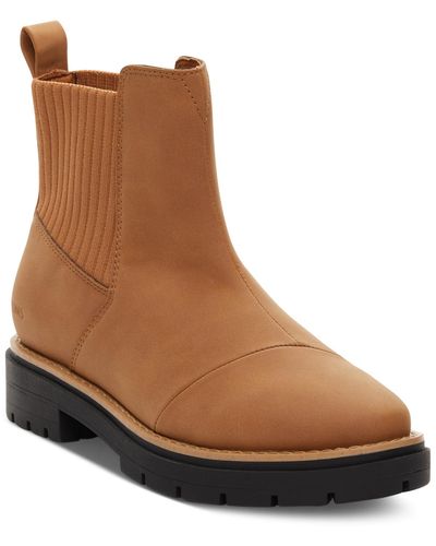 TOMS Cort Lug Sole Pull On Chelsea Booties - Brown