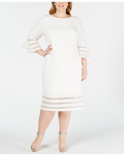 Calvin Klein Plus Size Sheer-stripe Sheath Dress - Natural
