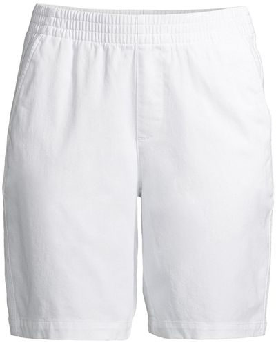 Lands' End Petite Mid Rise Elastic Waist Pull On 10" Knockabout Chino Bermuda Shorts - White