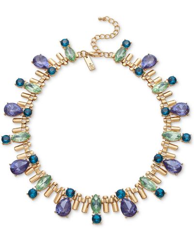 INC International Concepts Gold-tone Color Crystal All-around Statement Necklace - Blue