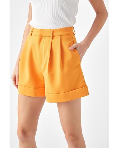 Endless Rose Pin Tucked Shorts - Orange