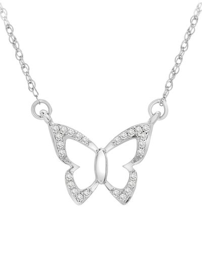 Wrapped in Love Diamond Butterfly 17" Pendant Necklace (1/20 Ct. T.w. - Metallic