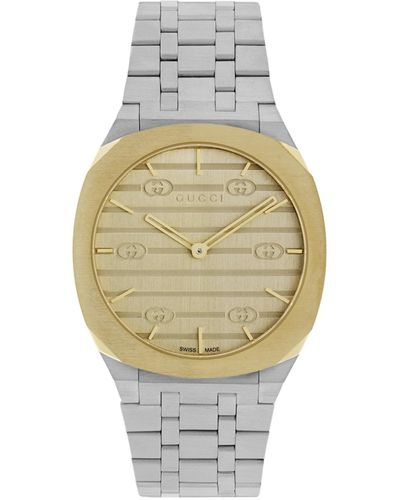 Gucci 25H 34Mm Two-Tone Bracelet Watch - Metallic