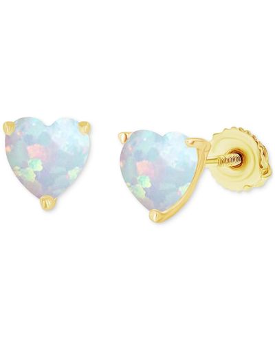 Macy's Lab-grown Opal Heart-shaped Solitaire Stud Earrings (5/8 Ct. T.w.) - Blue