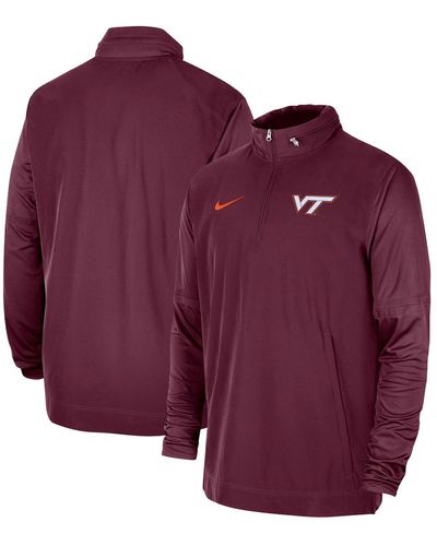 Nike Virginia Tech Hokies 2023 Coach Half-zip Hooded Jacket - Purple