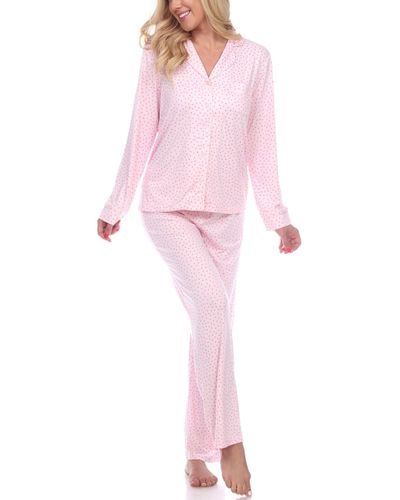 White Mark Pajama Set - Pink