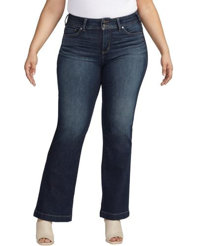 Silver Jeans Co. Plus Size Suki Mid Rise Trouser Jeans - Blue