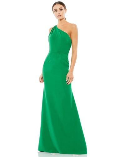 Mac Duggal Ieena One Shoulder Jersey Mermaid Gown - Green