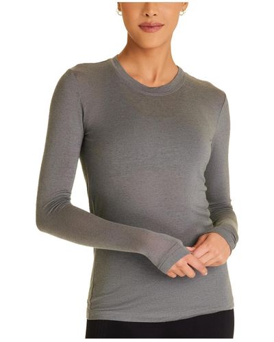 Alala Washable Cashmere Blend Long Sleeve Crew Neck Top - Gray