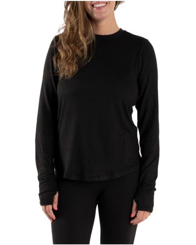 Muk Luks Cozy Layer Long Sleeve Shirt - Black