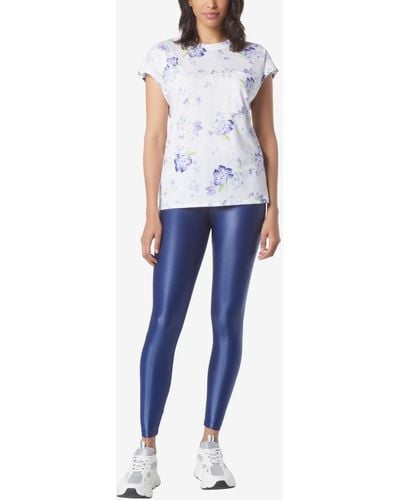 Marc New York Andrew Marc Sport Floral Printed Crew T-shirt - Blue