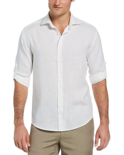 Cubavera Travelselect Linen Blend Wrinkle-resistant Shirt - White