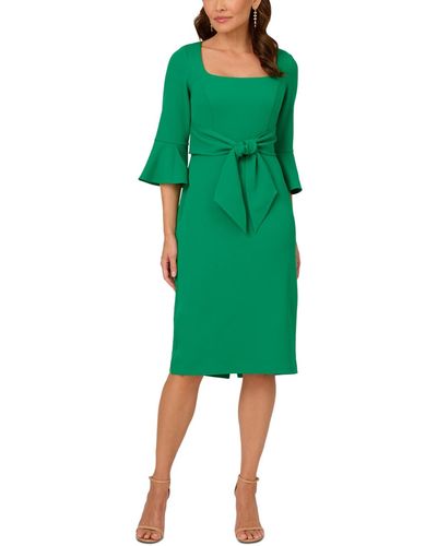 Adrianna Papell Tie-front Bell-sleeve Midi Dress - Green