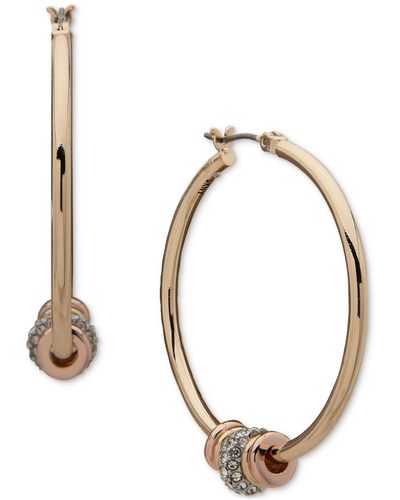 DKNY Tri-tone Roundell Medium Hoop Earrings - Metallic