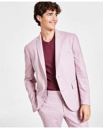 INC International Concepts Slim-fit Stretch Linen Blend Suit Jacket - Pink