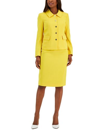 Le Suit Button-up Slim Skirt Suit - Yellow