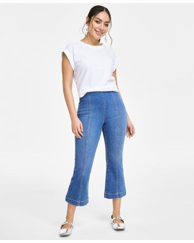 INC International Concepts Petite Pull-on Cropped Flare Jeans - Blue