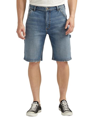Silver Jeans Co. Relaxed Fit 11" Painter Shorts - Blue